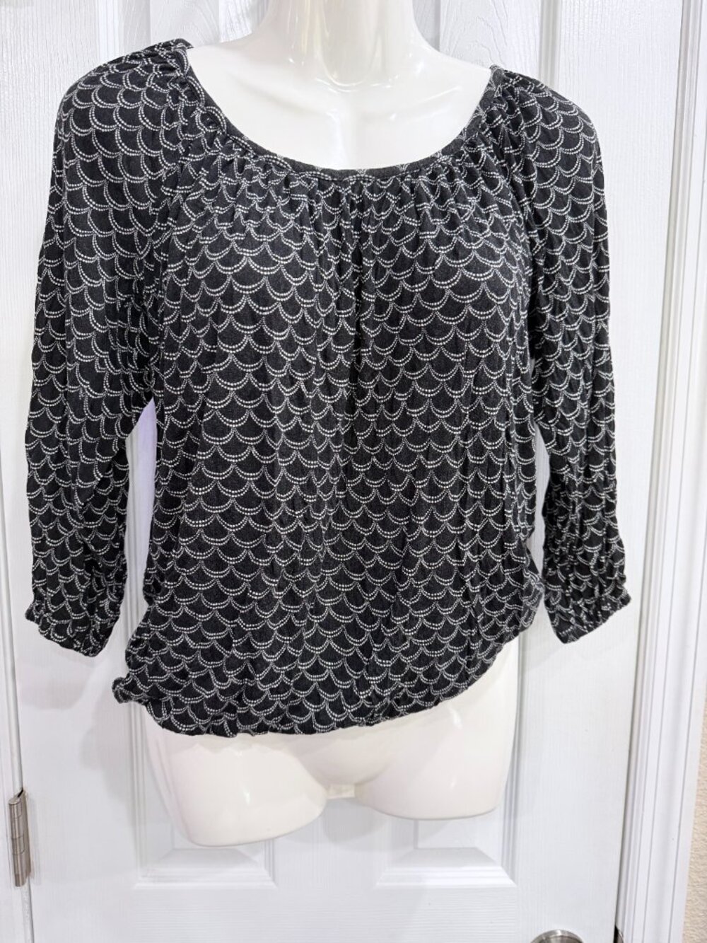 Michael Michael Kors Black White Peasant Boho Blouse XS